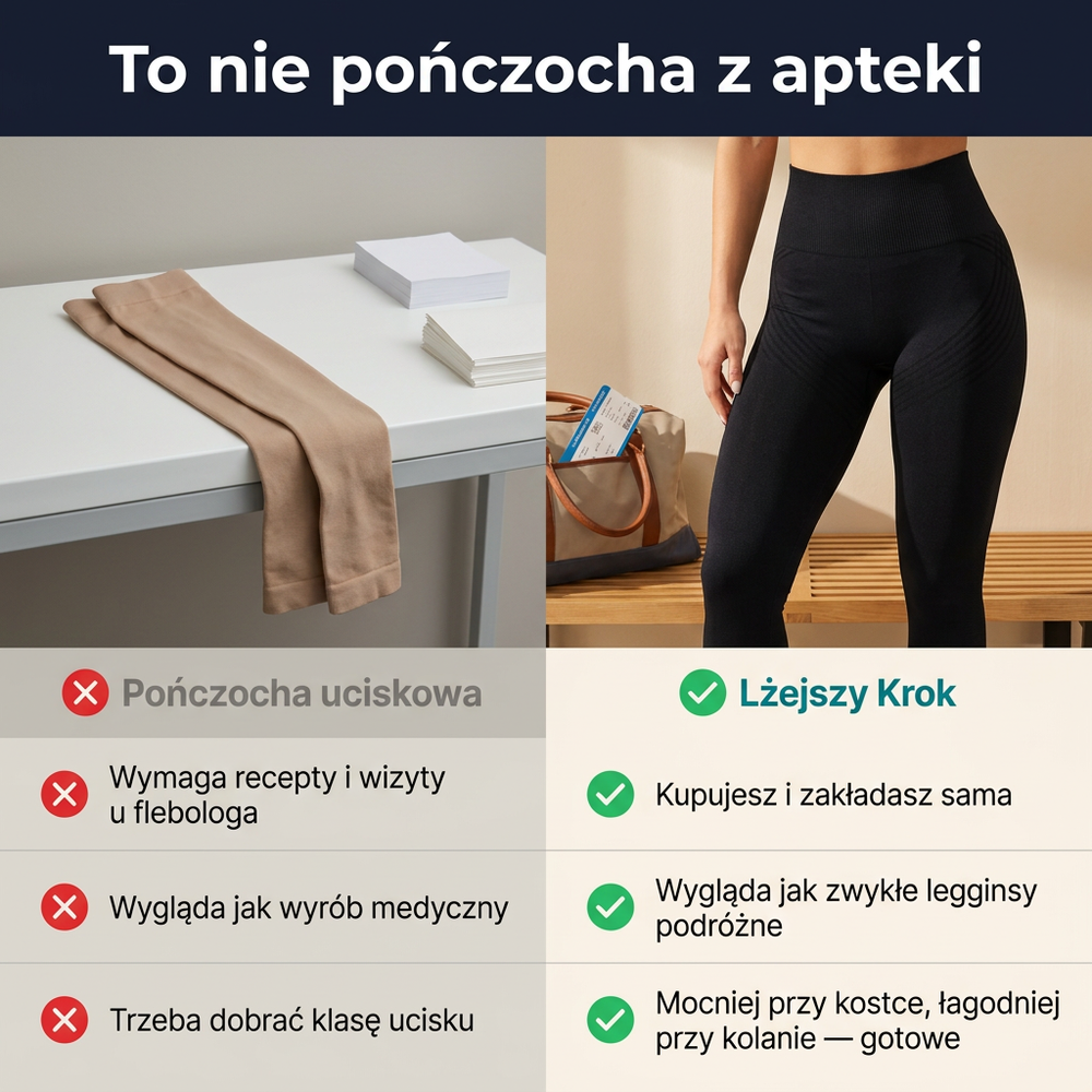 Lżejszy Krok™ Legginsy z Kompresją Krokową — Kąt C (podróż)